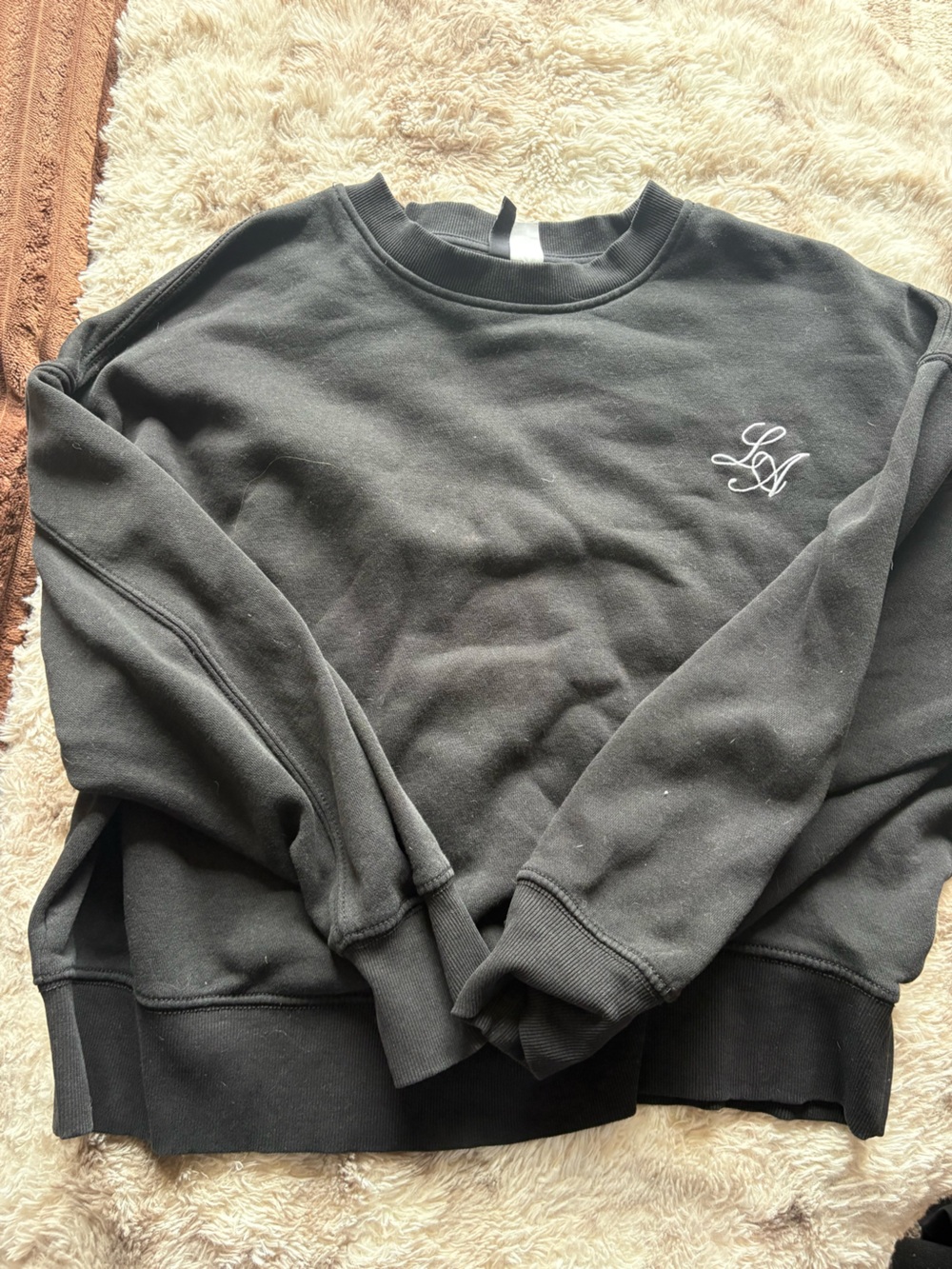 Black Crewneck Sweater with Subtle Embroidered Logo